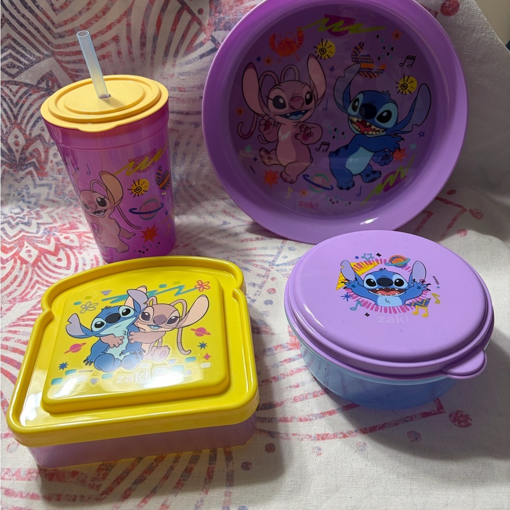 Disney Zak Stitch and Angel Kids Dinnerware Set